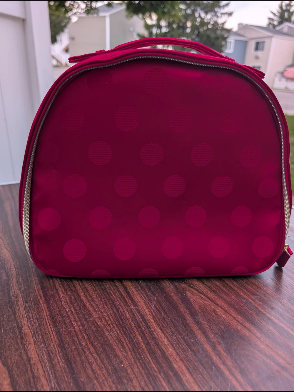 Estee Lauder Fuchsia Polka Dot Cosmetic Case